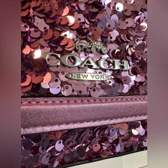 Coach sequins bag crossbody handbag shoulder bag clutch removable strap - Picture 8 of 16